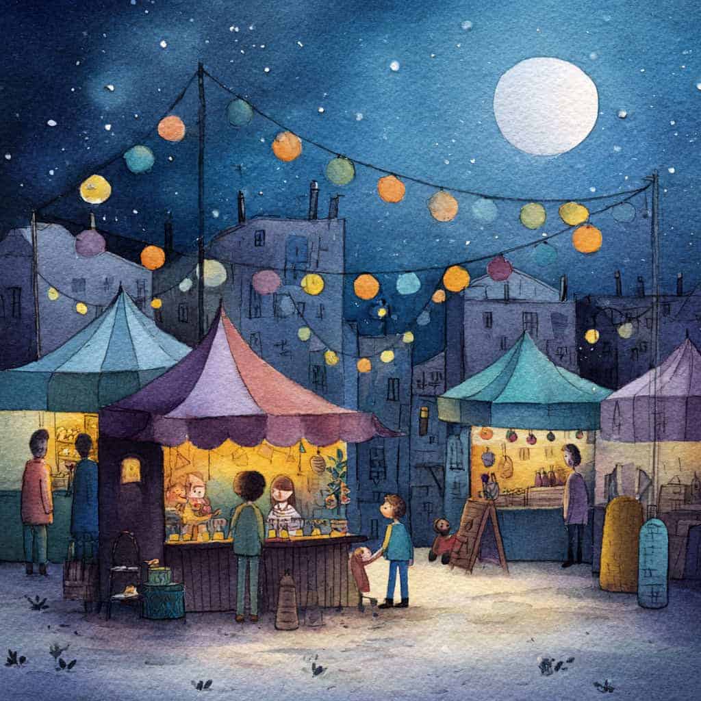 Cuento para niños - El mercado de medianoche de magia y magos